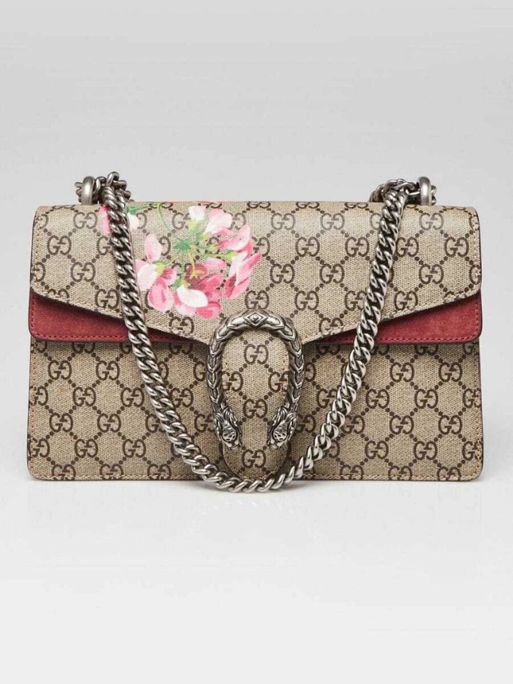 Gucci Beige/Pink GG Supreme Blooms Coated Canvas Small Dionysus Shoulder Bag